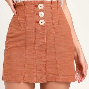 Free People Every Minute Every Hour Terra Cotta Orange Button Mini Skirt Size 2